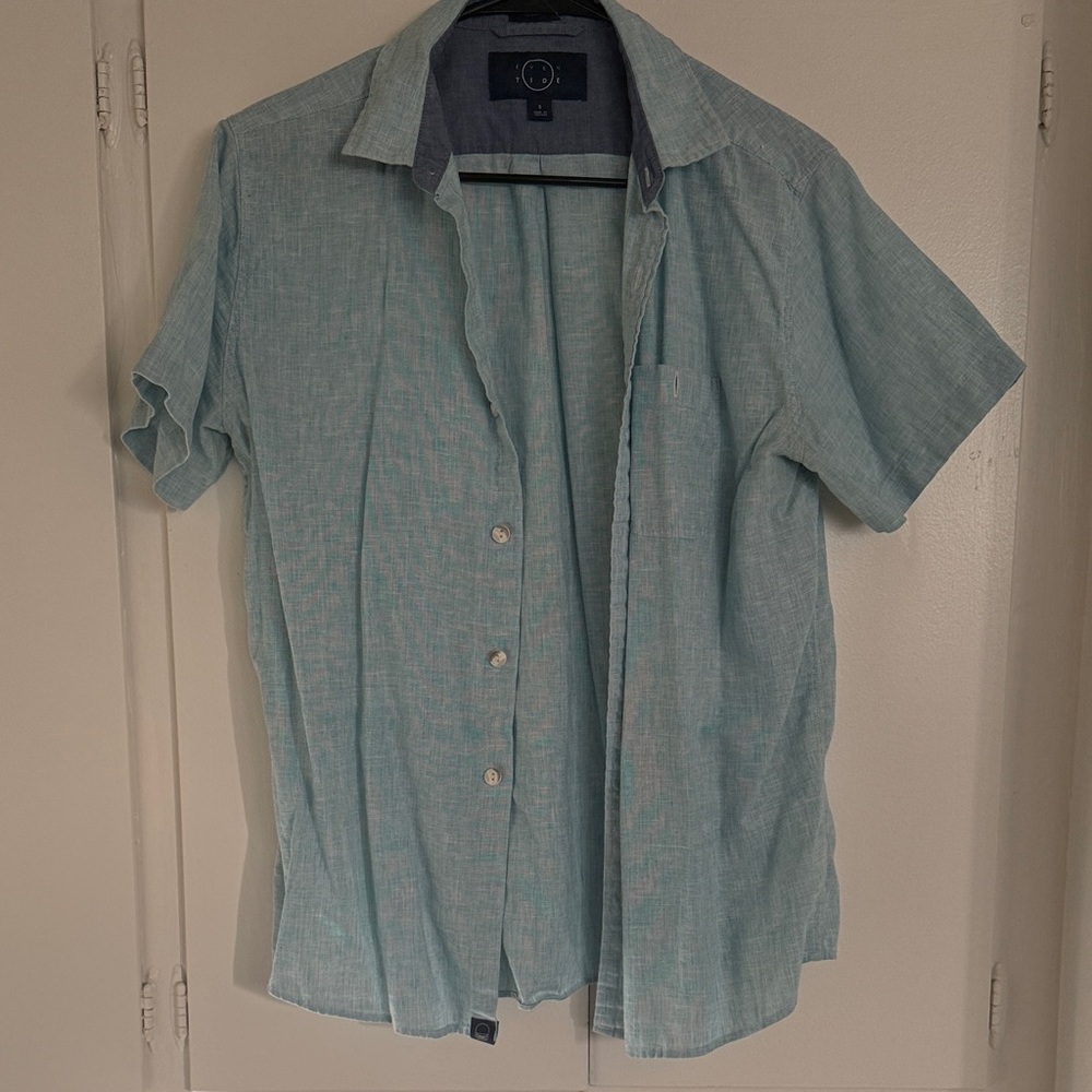 Even Tide Light Blue Casual Button Down Shirt